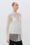 Ivory Organza Silk Oversized Tailored Shirt