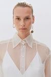 Ivory Organza Silk Oversized Tailored Shirt