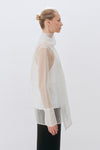 Ivory Organza Silk Tie Neck Shirt