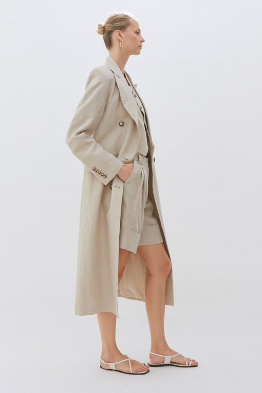 Linen Double Breasted Tailored Coat