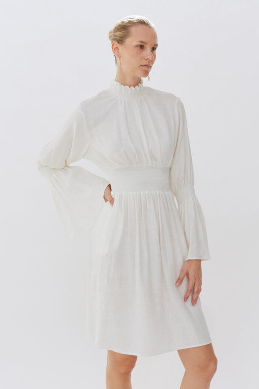 Smocked Linen Floaty Dress
