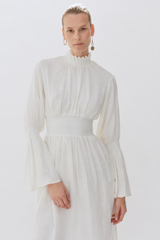 Smocked Linen Floaty Dress