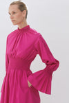 Hot Pink Smocked Organic Poplin Floaty Dress