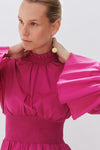 Hot Pink Smocked Organic Poplin Floaty Dress