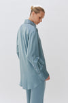 Ice Blue Silk Oversized Tailored Shirt