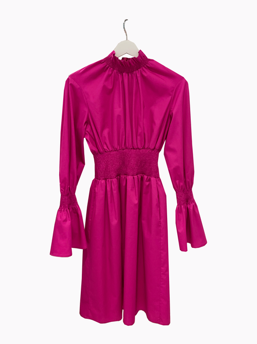 Hot Pink Smocked Organic Poplin Floaty Dress