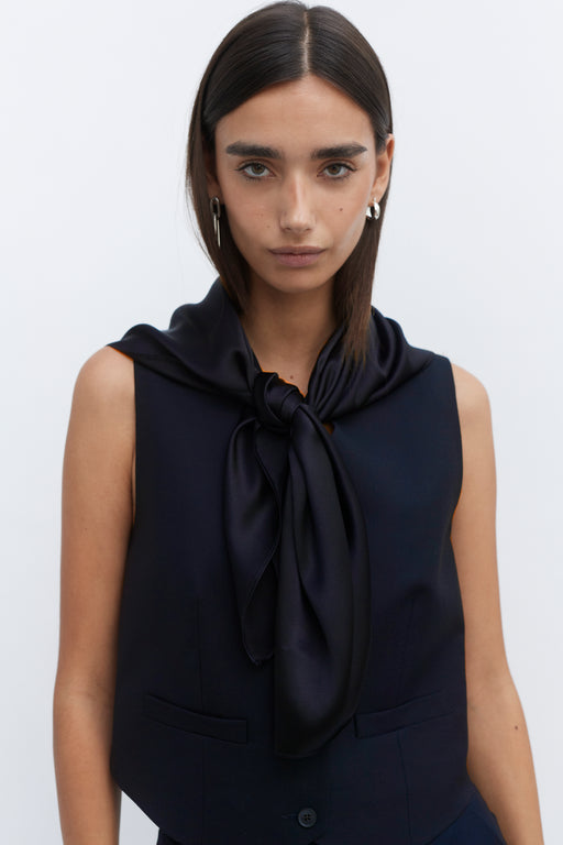 Navy Oversized Silk Scarf