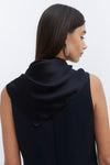 Navy Oversized Silk Scarf