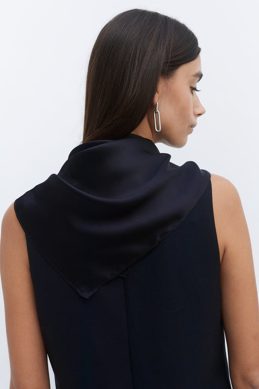 Navy Oversized Silk Scarf