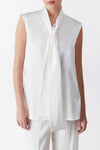 Bridal Sleeveless Silk Tie Neck Shirt