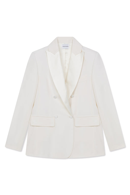 Ivory Double Breasted Tuxedo Jacket