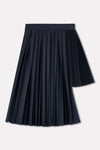 Navy Contrast Pleated Skirt