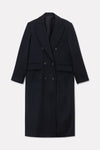 Black Double Breasted Tailored Wool Coat