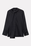 Black Silk Tie Neck Shirt