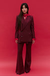 Burgundy Wool Fit & Flare Trouser