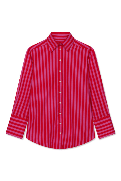 Pink & Red Candy Stripe Oversized Tailored Cotton Shirt