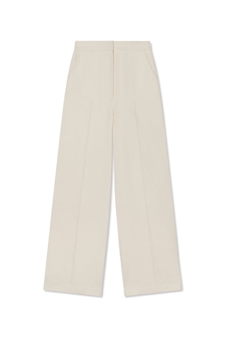 Ivory Linen Wide Leg Trouser