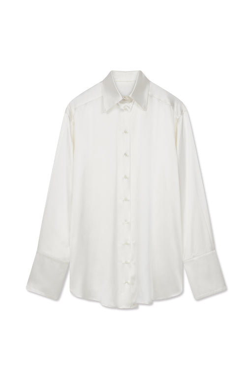 Ivory Silk Oversized Tailored Shirt