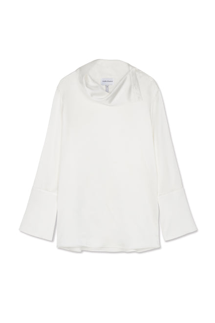 Ivory  Mock Neck Silk Neck Shirt