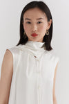 Bridal Sleeveless Silk Tie Neck Shirt