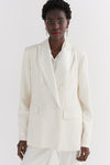 Ivory Double Breasted Tuxedo Jacket