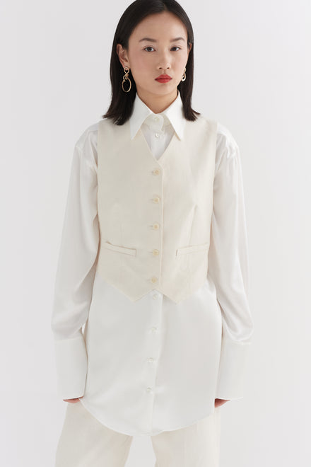Ivory Linen Waistcoat
