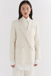 Ivory Linen Double Breasted Jacket
