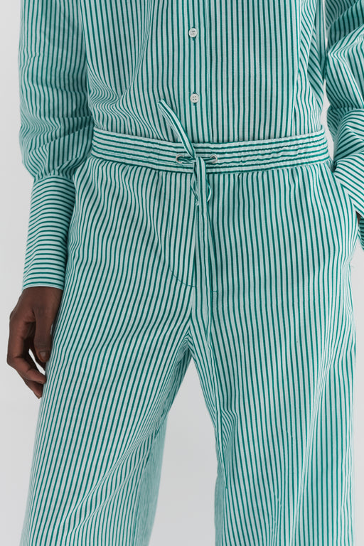Green Stripe Cotton Trouser