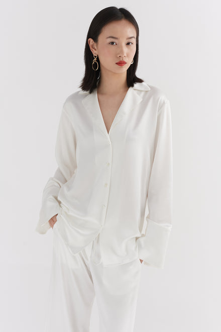 Ivory PJ Style Silk Shirt