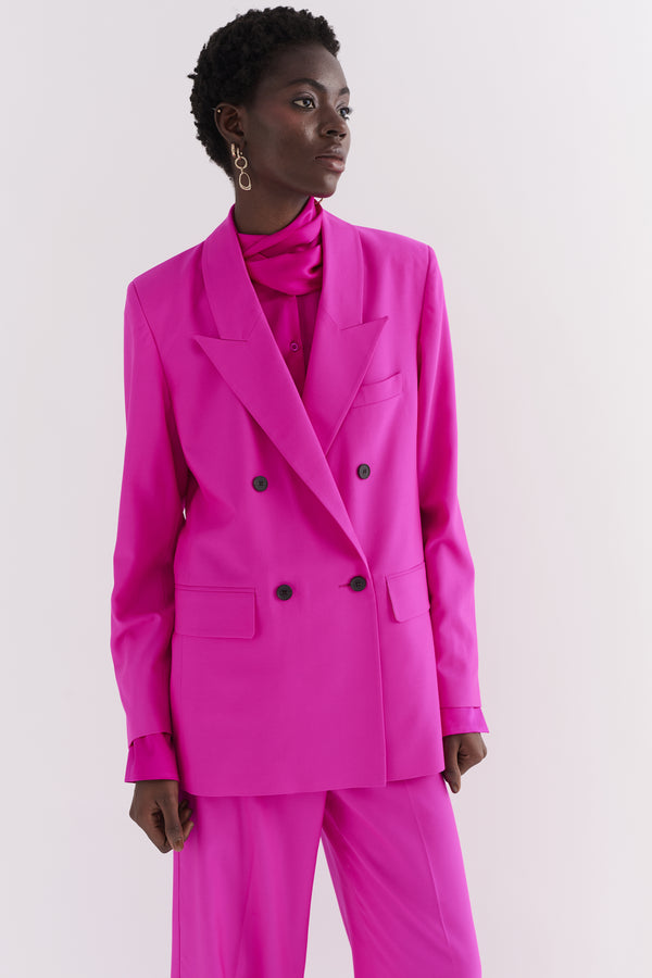Pink Wool Double Breasted Jacket