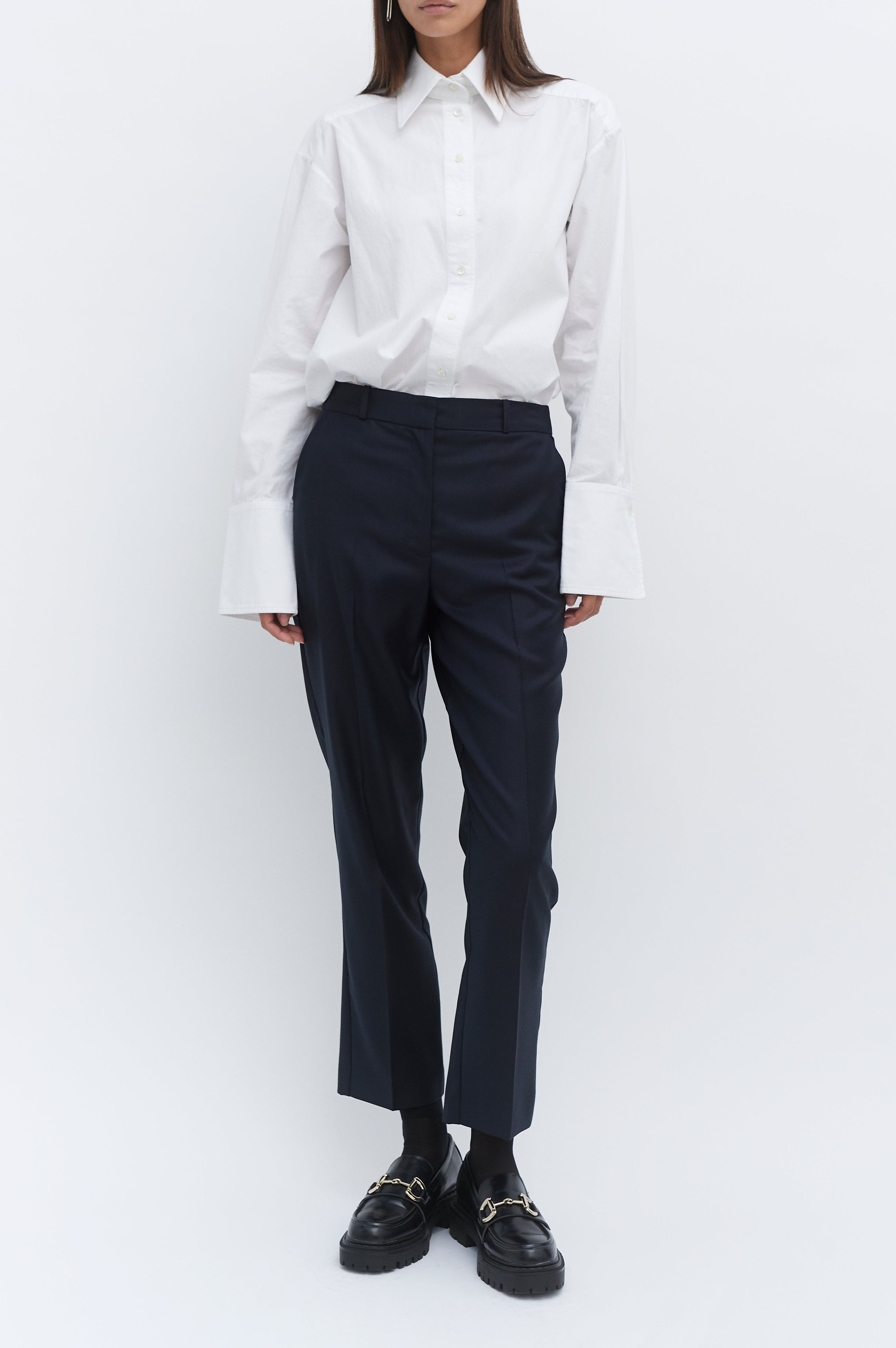 Women's Navy Split Hem Trouser | Laura Pitharas