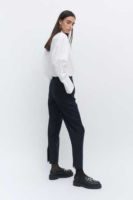 Navy Split Hem Trouser