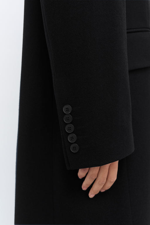 Women's Double Breasted Tailored Wool Black Coat | Laura Pitharas