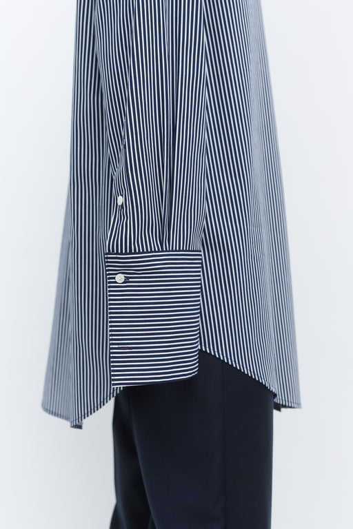 Navy Stripe Oversized Tailored Poplin Shirt