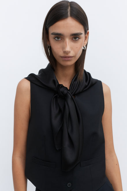 Black Oversized Silk Scarf