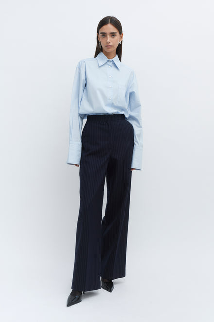 Pinstripe Wide Leg Trouser