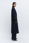 Pinstripe Double Breasted Tailored Wool Coat