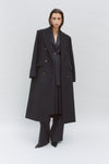 Navy Double Breasted Tailored Wool Coat