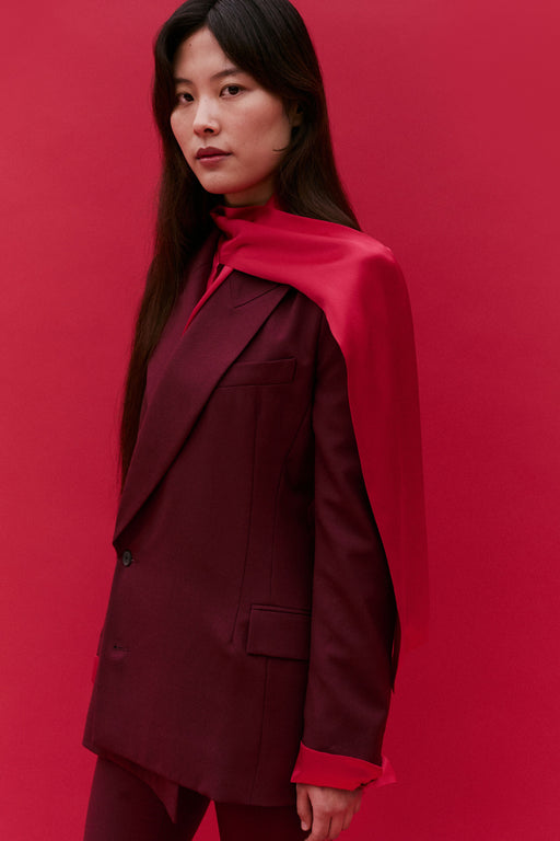 Burgundy Wool Asymmetrical Jacket