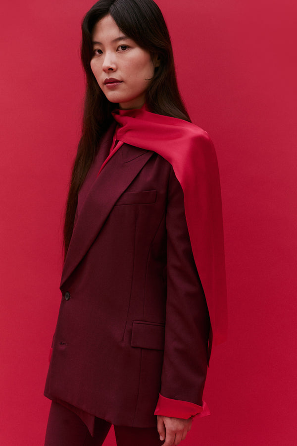 Burgundy Wool Asymmetrical Jacket
