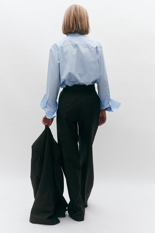 Chocolate Pinstripe Wide Leg Trouser