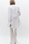 White Asymmetrical Collar Oversized Tailored Organic Poplin Shirt