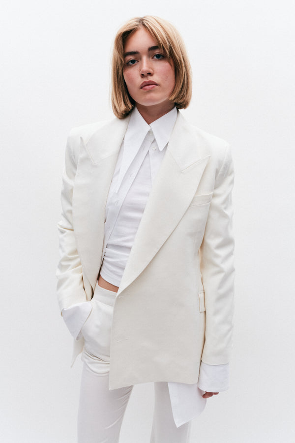 Ivory Asymmetrical Wool Jacket