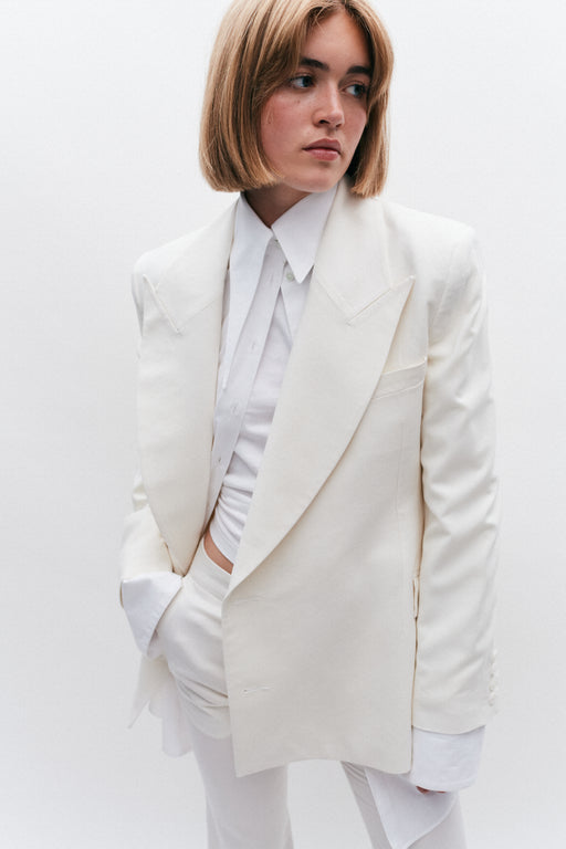 Ivory Asymmetrical Wool Jacket