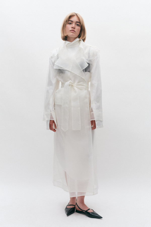 Ivory Organza Trench Coat