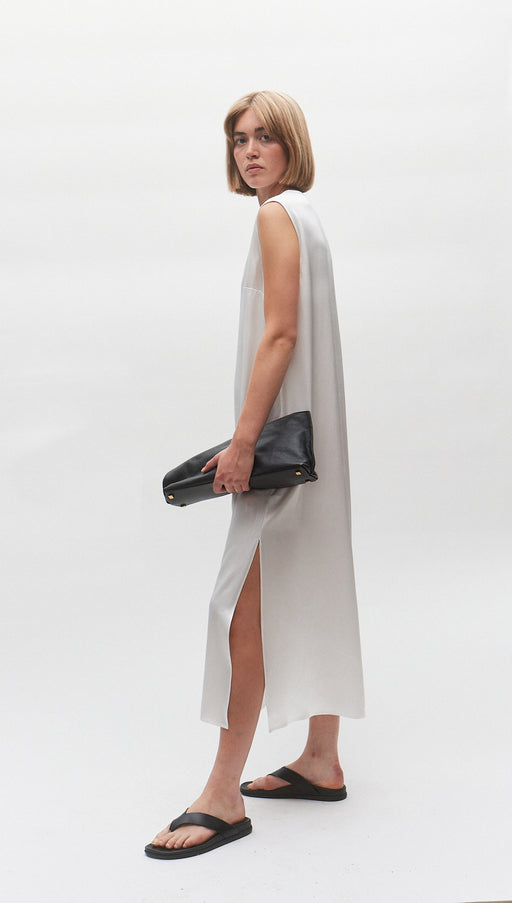 V Neck Ivory Silk Slip Dress