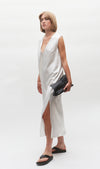 V Neck Ivory Silk Slip Dress