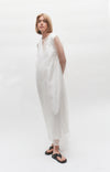 Long Sleeve Ivory Organza Silk Dress