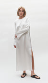 Long Sleeve Ivory Silk Dress