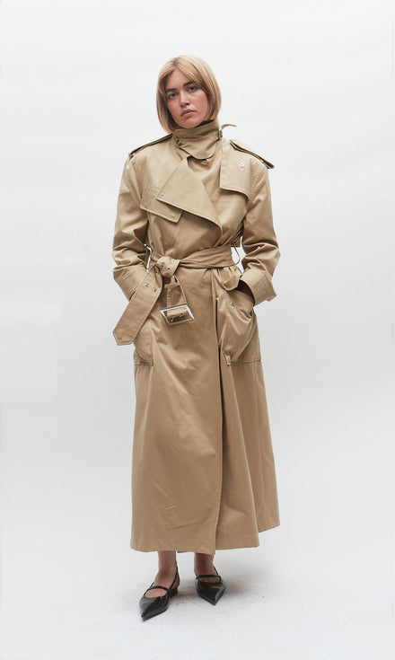 Khaki Oversized Cotton Trench Coat